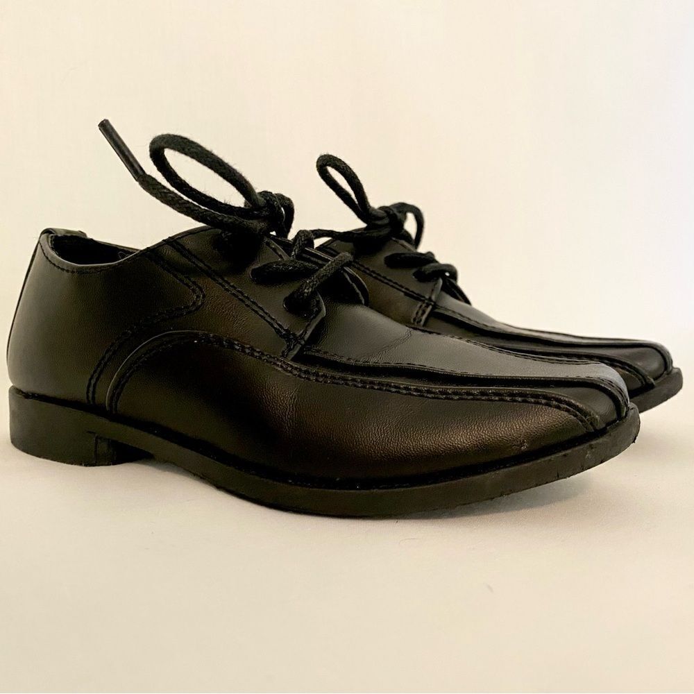 Toddler Boys Black Leather Dress Shoes